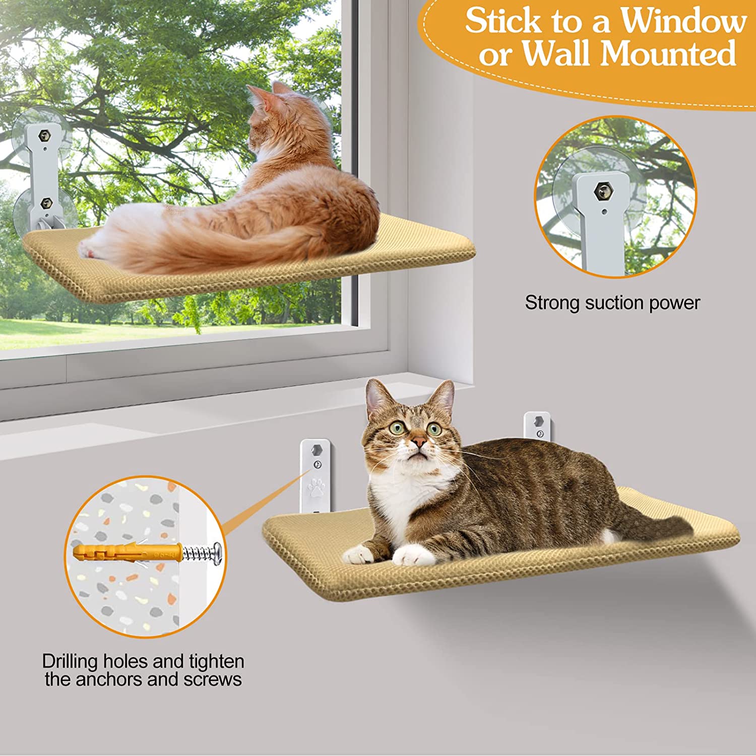 Foldable Durable 4 Suction Cup Window Hammock